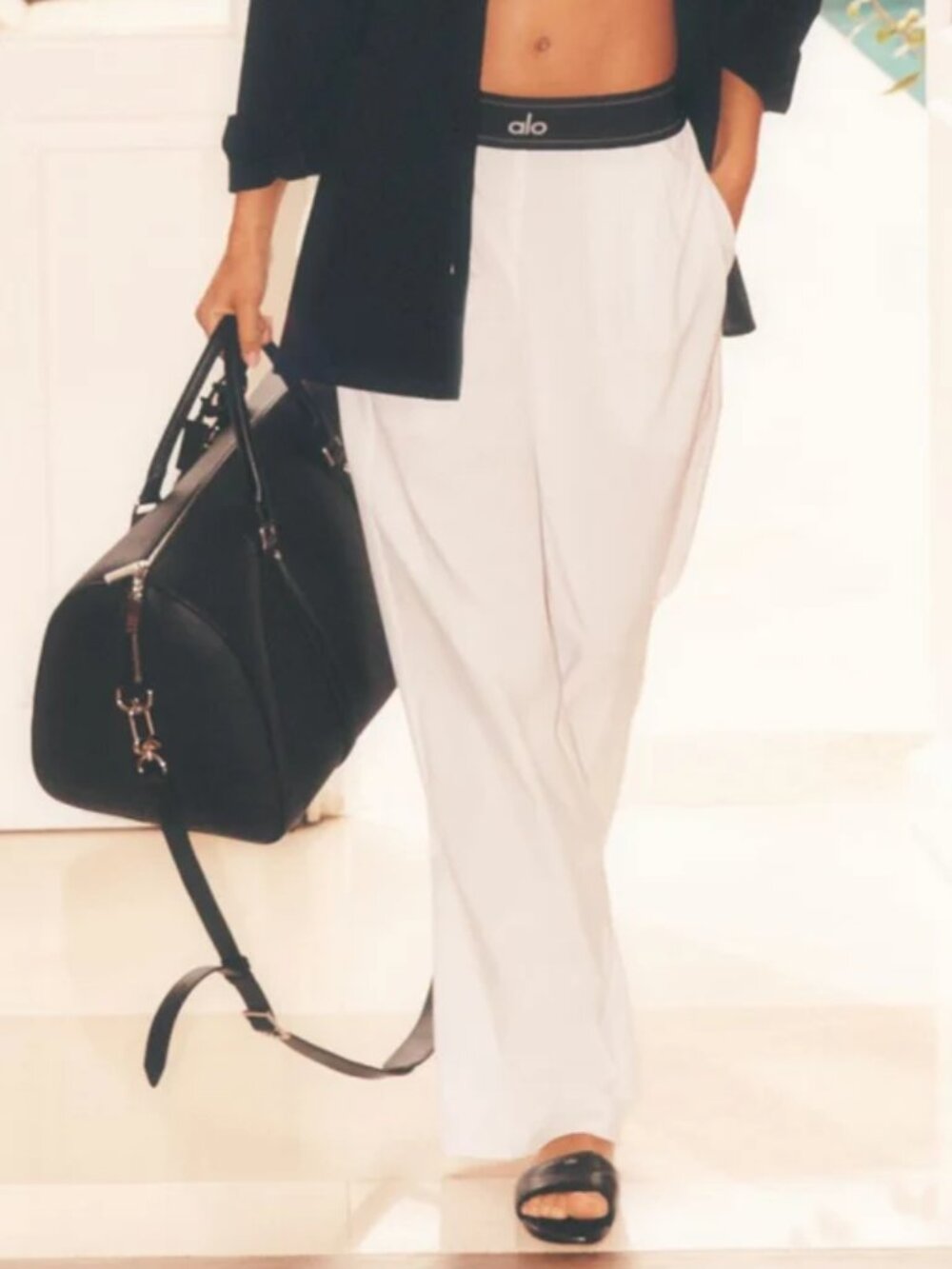 NWT🎅Women's ALO Yoga White Suit Up Trouser Clean Girl Pants 🤍